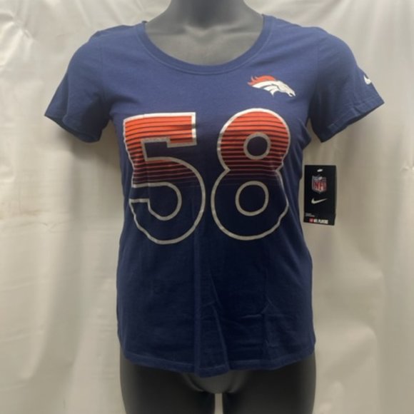 Nike NFL Denver Broncos Von Miller #58 Womens Athletic Cut Tee, Size Small- NEW - Picture 1 of 9